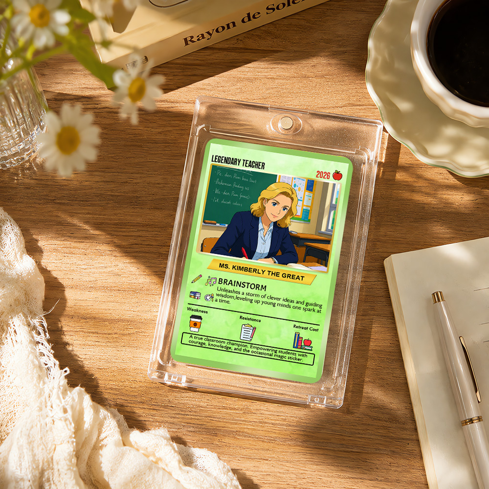 Custom Pokem Cards Teacher Appreciation with Anime Photo, Change Your Photo to Ghibli Style, Thank You Teacher Gift from Parents & Students - MyFaceSocksAU