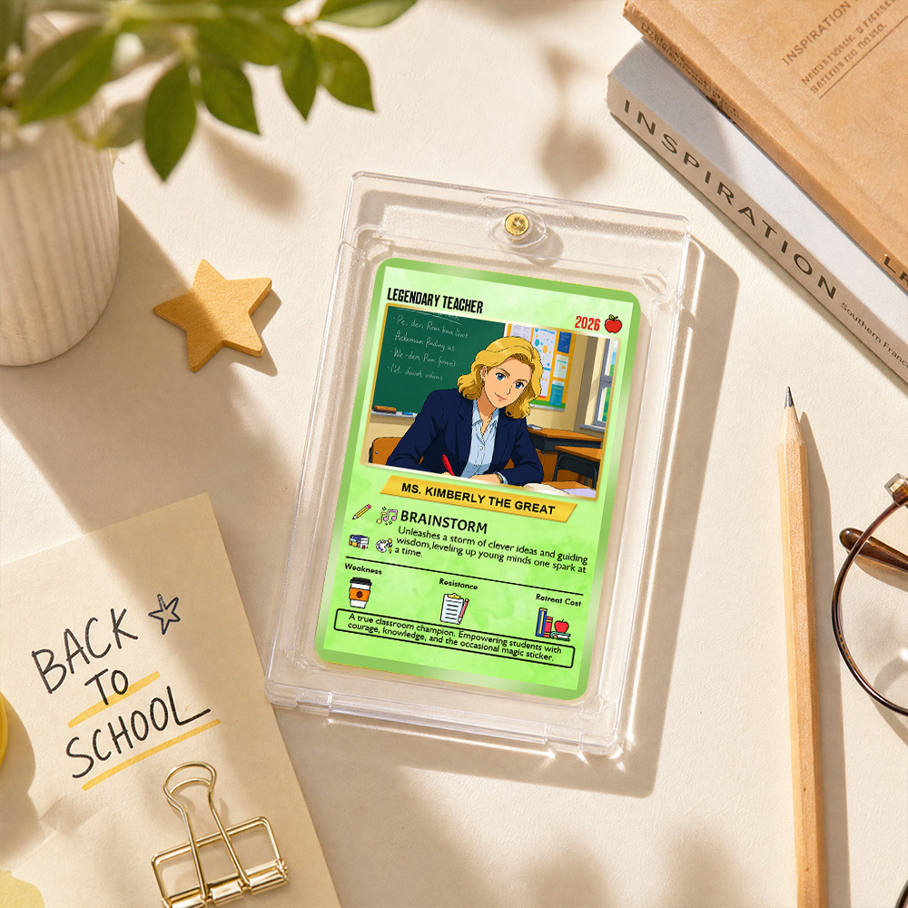 Custom Pokem Cards Teacher Appreciation with Anime Photo, Change Your Photo to Ghibli Style, Thank You Teacher Gift from Parents & Students - MyFaceSocksAU