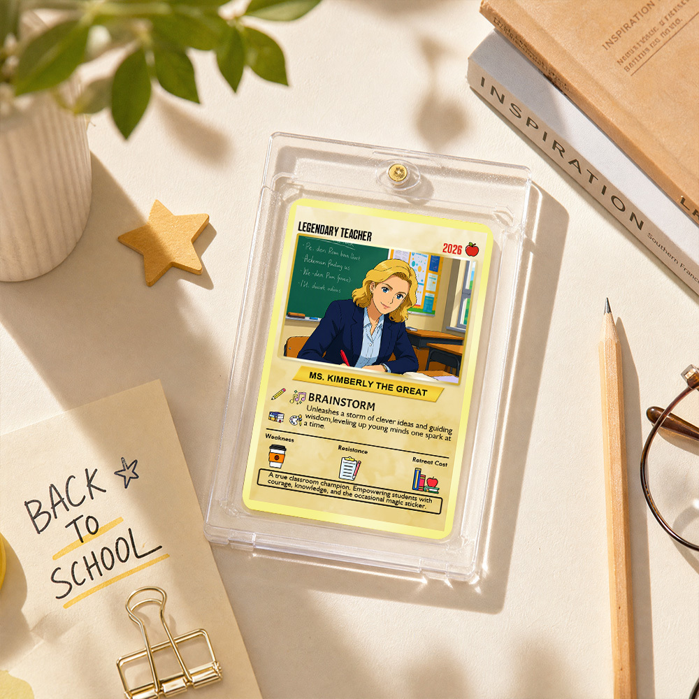 Custom Pokem Cards Teacher Appreciation with Anime Photo, Change Your Photo to Ghibli Style, Thank You Teacher Gift from Parents & Students - MyFaceSocksAU