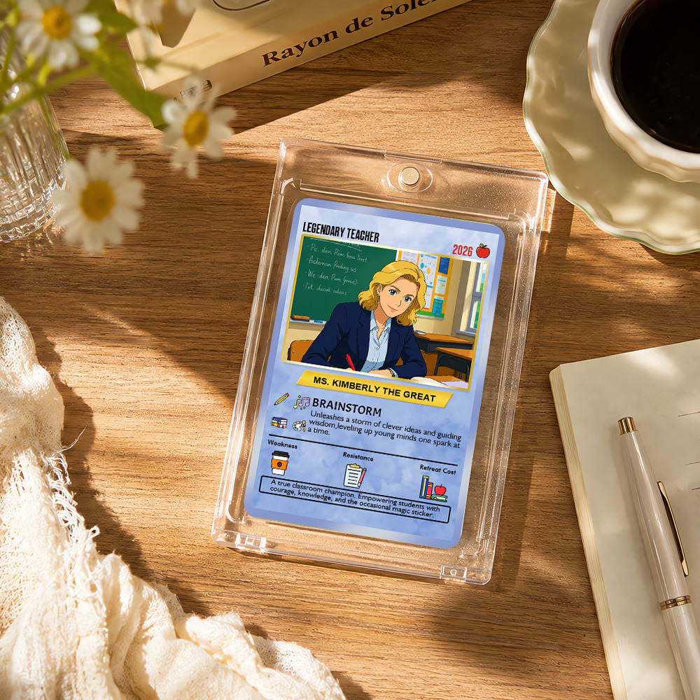 Custom Pokem Cards Teacher Appreciation with Anime Photo, Change Your Photo to Ghibli Style, Thank You Teacher Gift from Parents & Students - MyFaceSocksAU