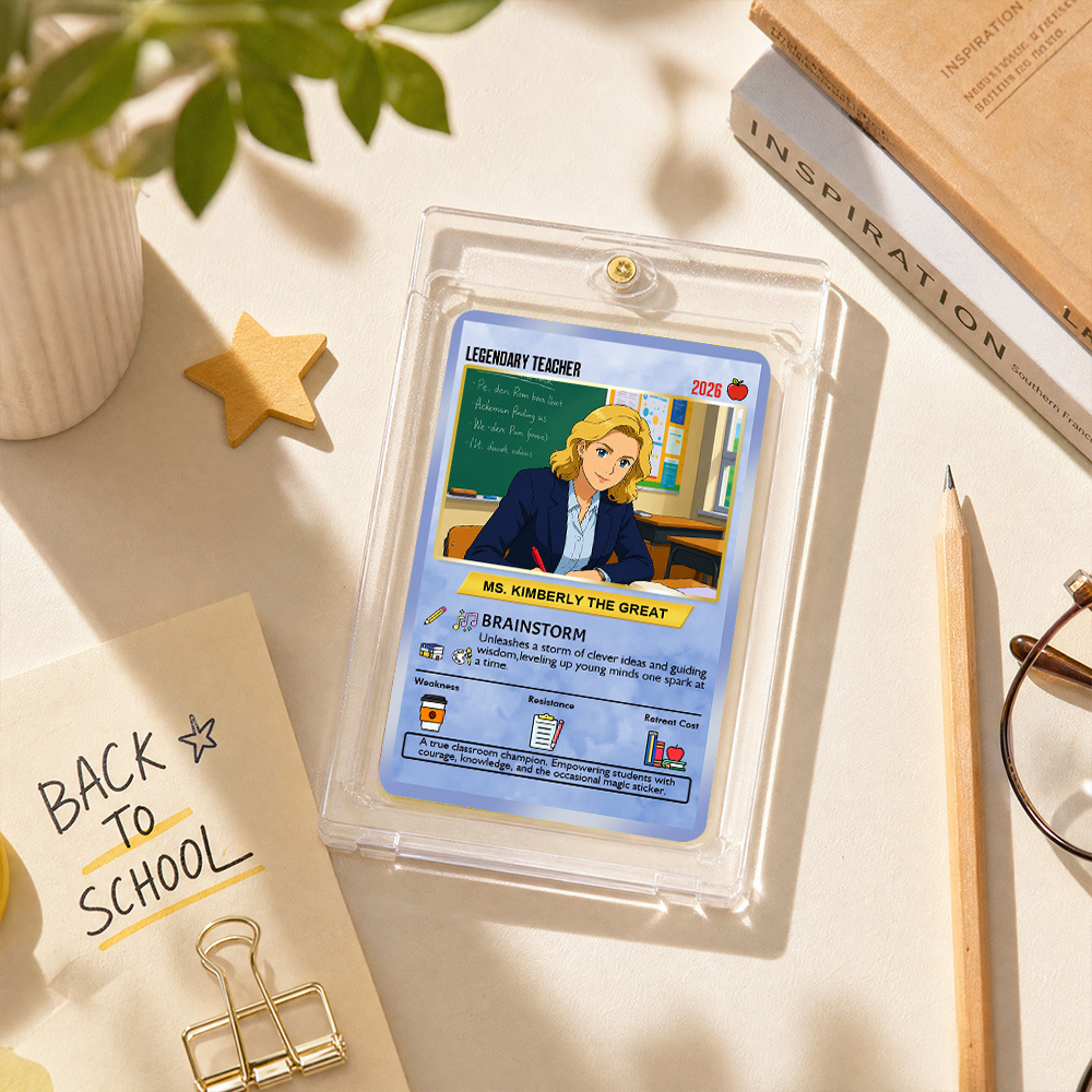 Custom Pokem Cards Teacher Appreciation with Anime Photo, Change Your Photo to Ghibli Style, Thank You Teacher Gift from Parents & Students - MyFaceSocksAU