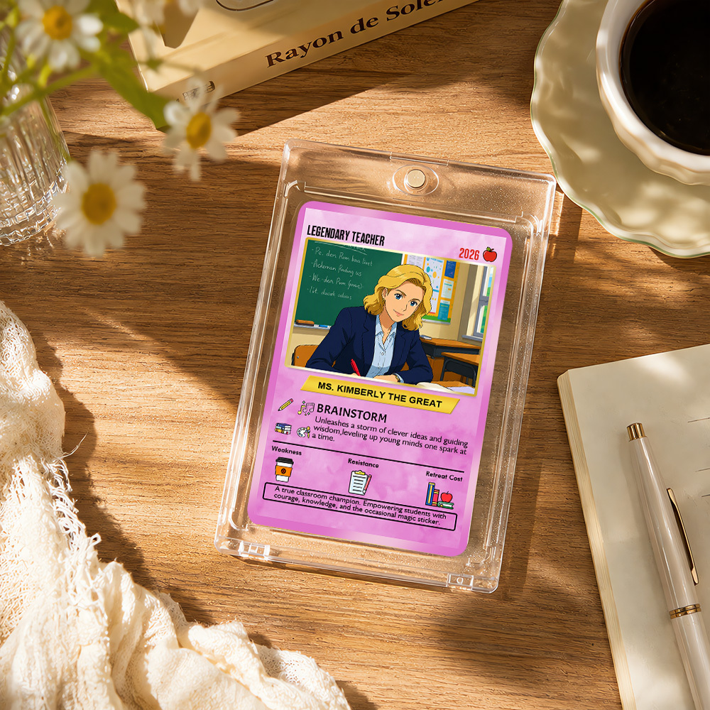 Custom Pokem Cards Teacher Appreciation with Anime Photo, Change Your Photo to Ghibli Style, Thank You Teacher Gift from Parents & Students - MyFaceSocksAU