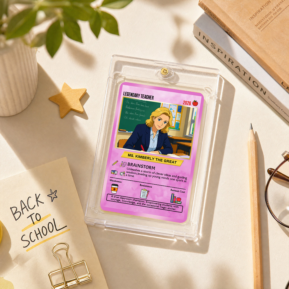 Custom Pokem Cards Teacher Appreciation with Anime Photo, Change Your Photo to Ghibli Style, Thank You Teacher Gift from Parents & Students - MyFaceSocksAU