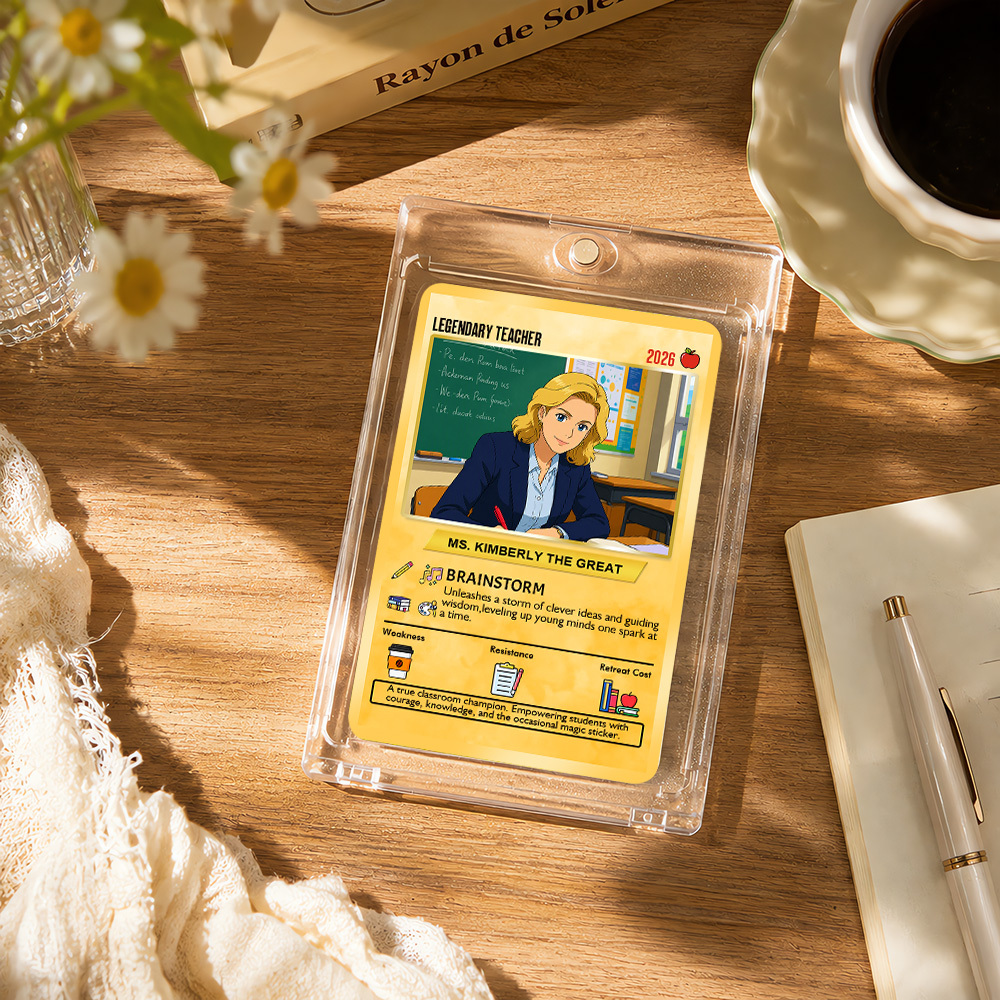 Custom Pokem Cards Teacher Appreciation with Anime Photo, Change Your Photo to Ghibli Style, Thank You Teacher Gift from Parents & Students - MyFaceSocksAU