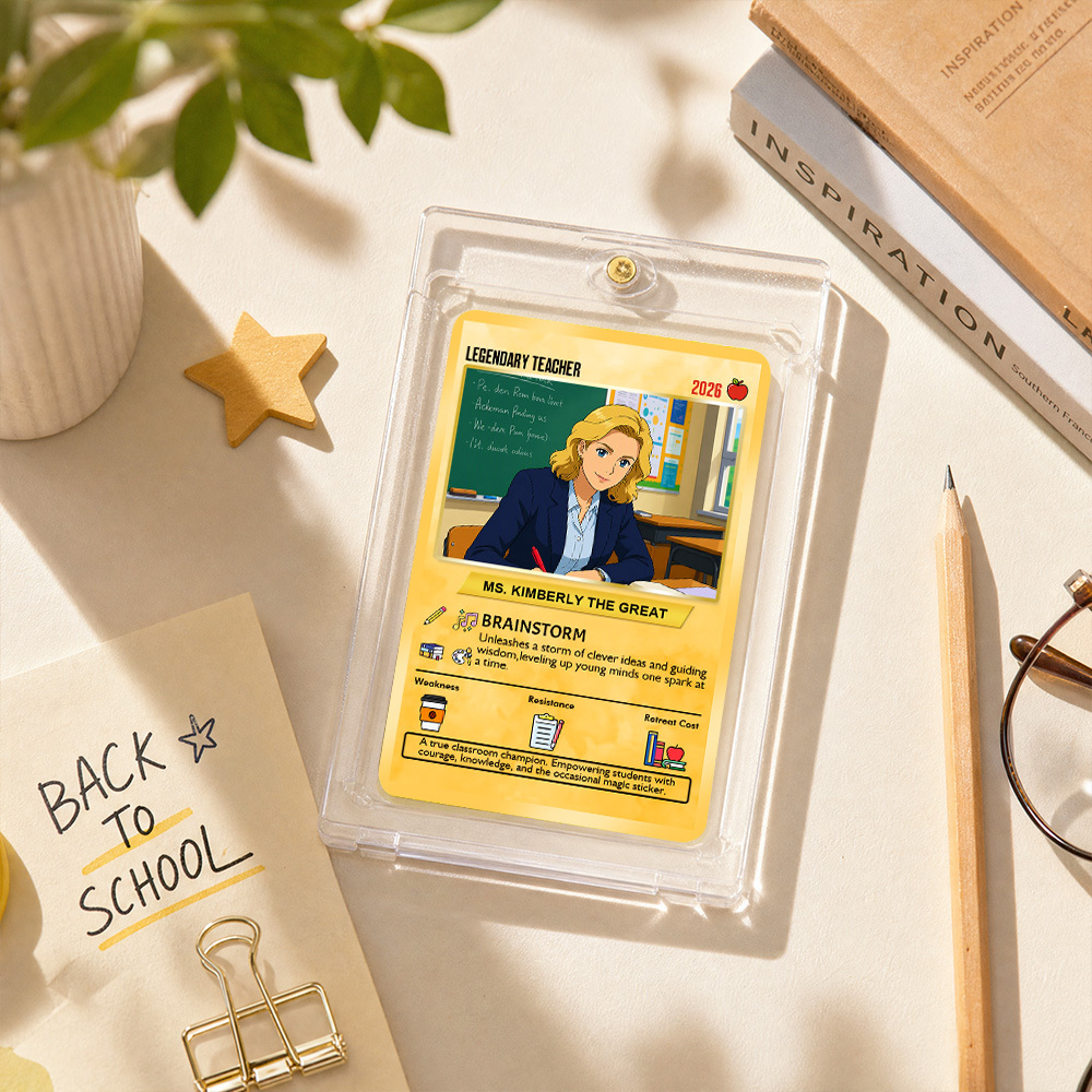 Custom Pokem Cards Teacher Appreciation with Anime Photo, Change Your Photo to Ghibli Style, Thank You Teacher Gift from Parents & Students - MyFaceSocksAU