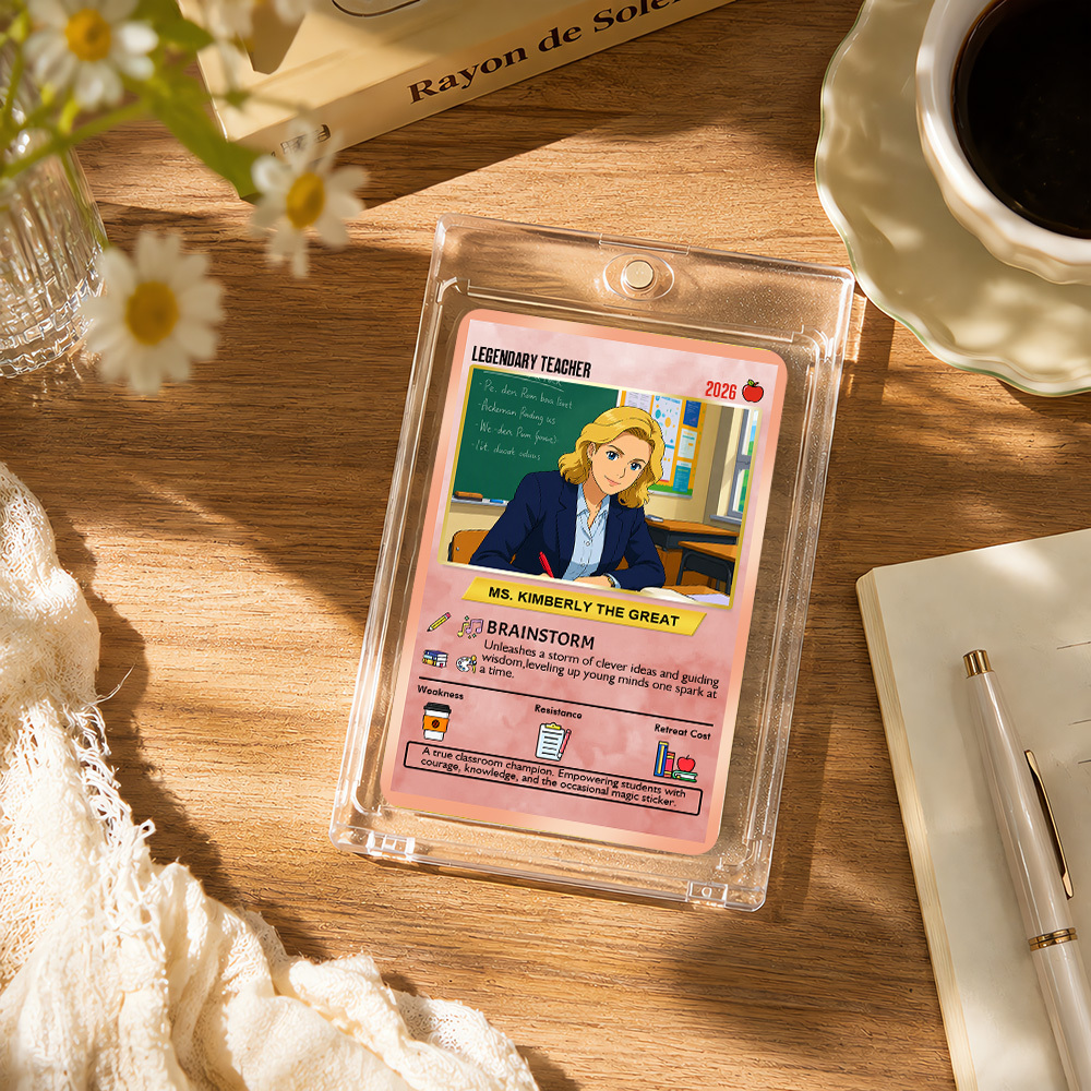 Custom Pokem Cards Teacher Appreciation with Anime Photo, Change Your Photo to Ghibli Style, Thank You Teacher Gift from Parents & Students - MyFaceSocksAU