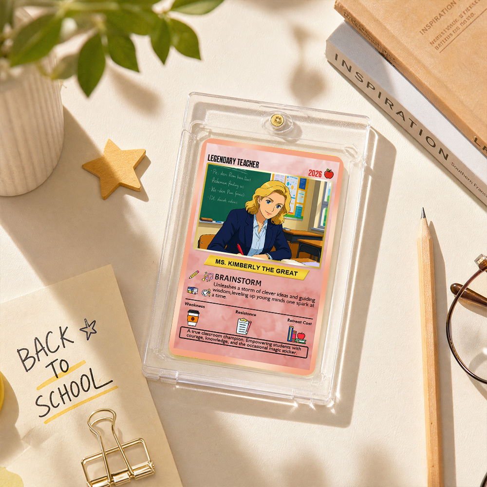 Custom Pokem Cards Teacher Appreciation with Anime Photo, Change Your Photo to Ghibli Style, Thank You Teacher Gift from Parents & Students - MyFaceSocksAU