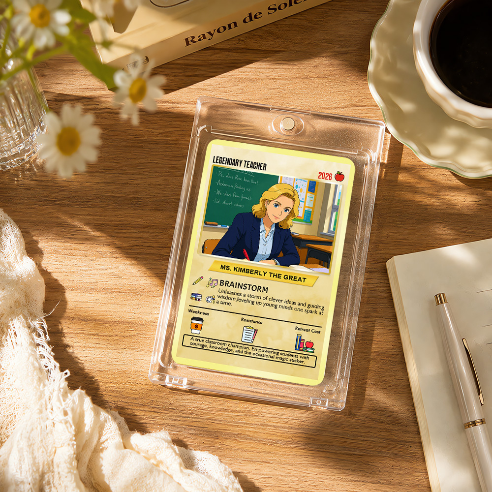 Custom Pokem Cards Teacher Appreciation with Anime Photo, Change Your Photo to Ghibli Style, Thank You Teacher Gift from Parents & Students - MyFaceSocksAU