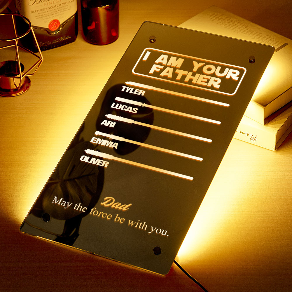 Father's Day I Am Their Father Lightsaber Mirror Lamp Gift for Dad - MyFaceSocksAU