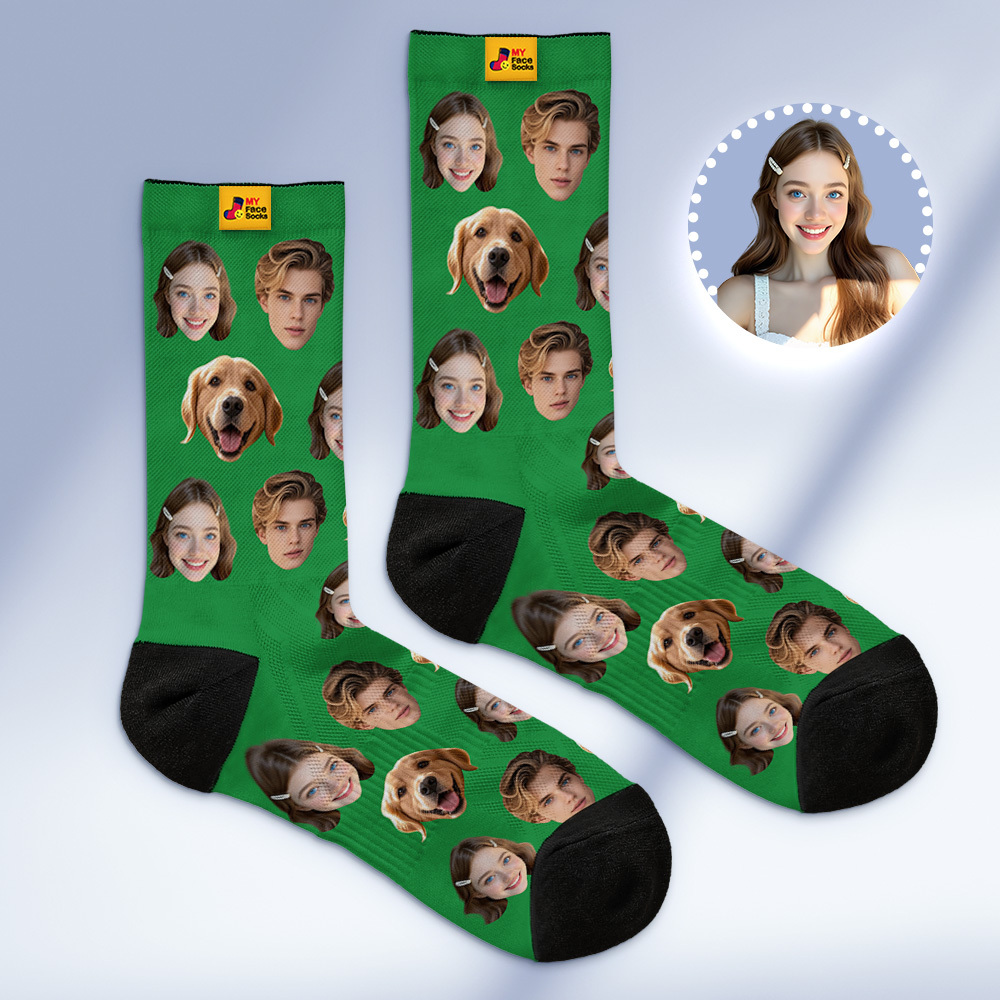 Custom Face Socks Personalized Socks with Faces Photo Gray Funny Gift Photo Family Socks - MyFaceSocksAU