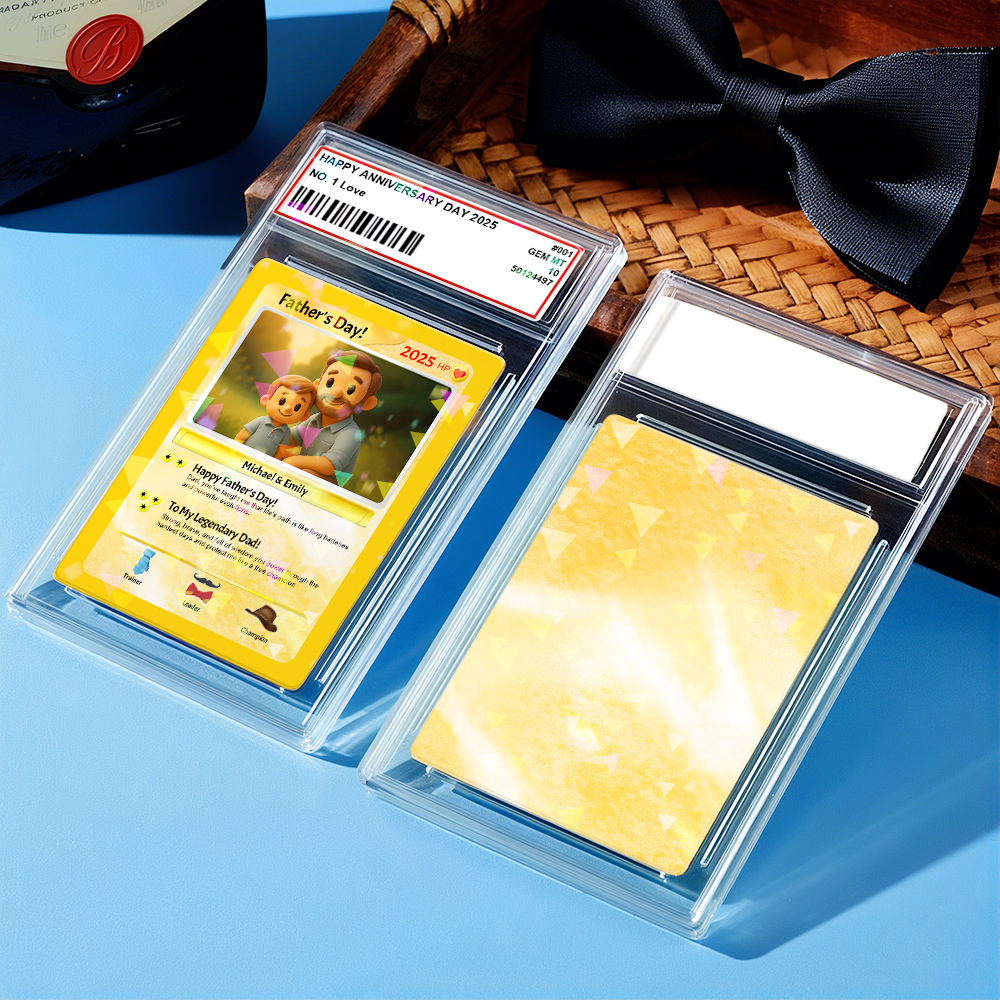 Personalized Cute Clay Style Father Card Retro Cartoon-Inspired Mini Gift for Him Photo Text Poke Card - MyFaceSocksAU