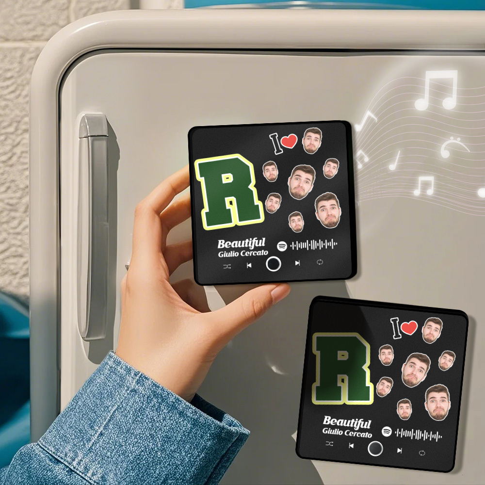 Custom Photo Album Music Fridge Magnet Photo Music Fridge Personalized Phone Music Fridge Magnet Pro I Love - MyFaceSocksAU