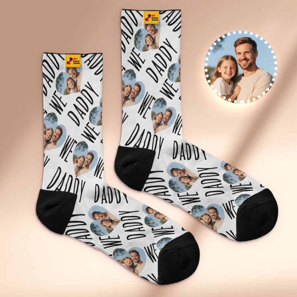 Custom Face Socks I Love Daddy Face Socks Photo Print Socks Colorful Dad Socks Personalized Fathers Day Gift - MyFaceSocksAU