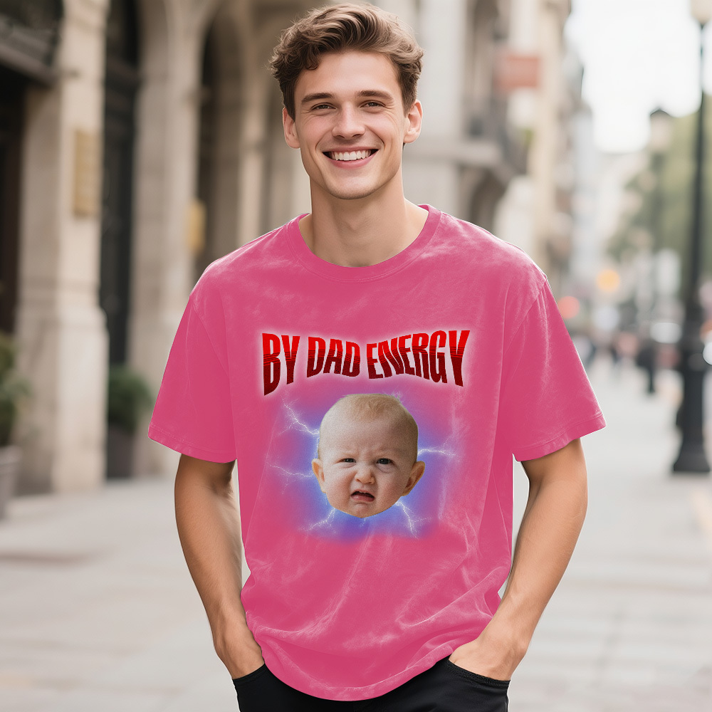 Personalized Photo Vintage T-Shirt Funny Fathers Day Gift for Dad, Retro Washed 90s Graphic Tee Kids Cute Custom Shirt - MyFaceSocksAU