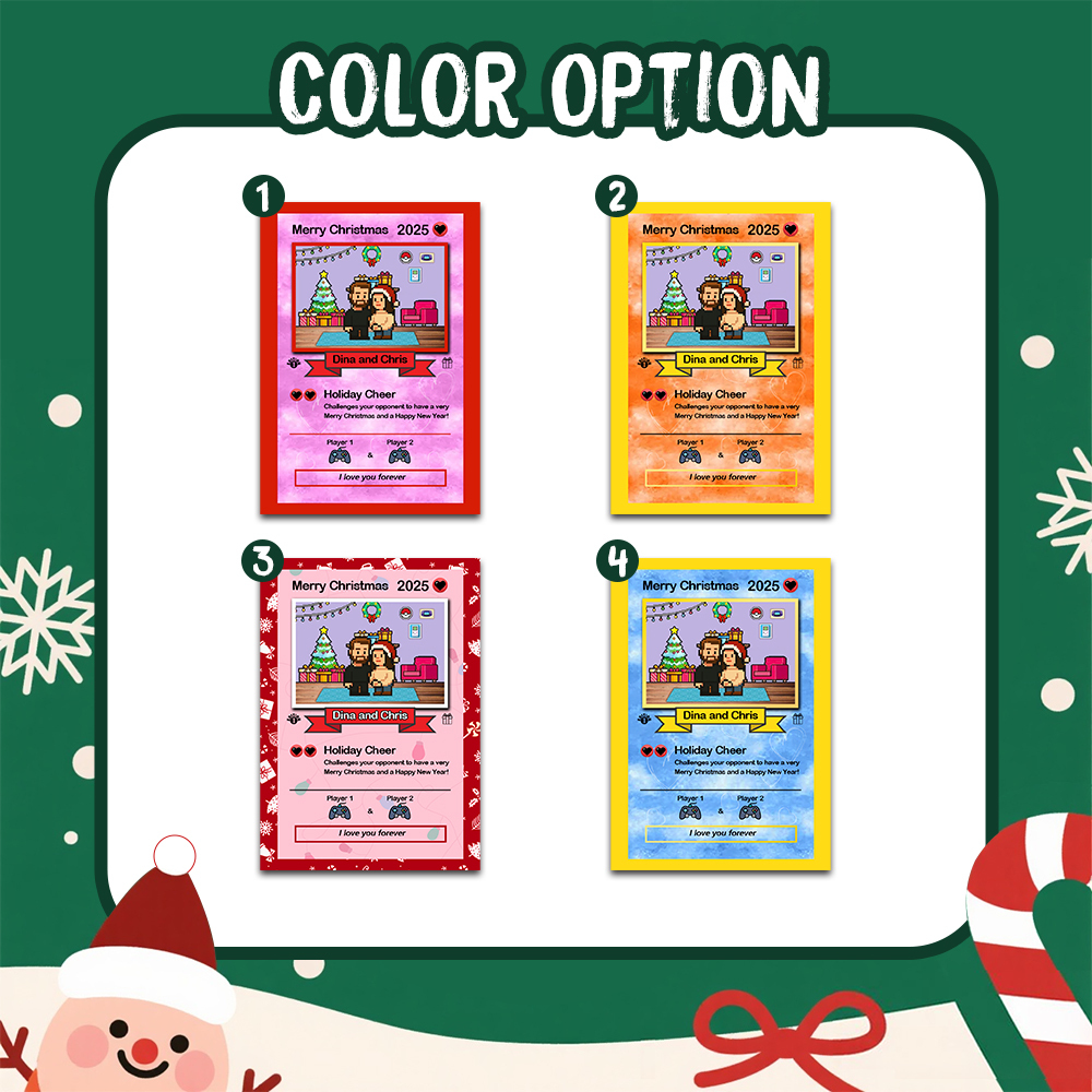 Custom Merry Christmas Card Present for Family Turn Your Photo into a Unique Collectible Pixel Man Style Card Xmas Gift - MyFaceSocksAU