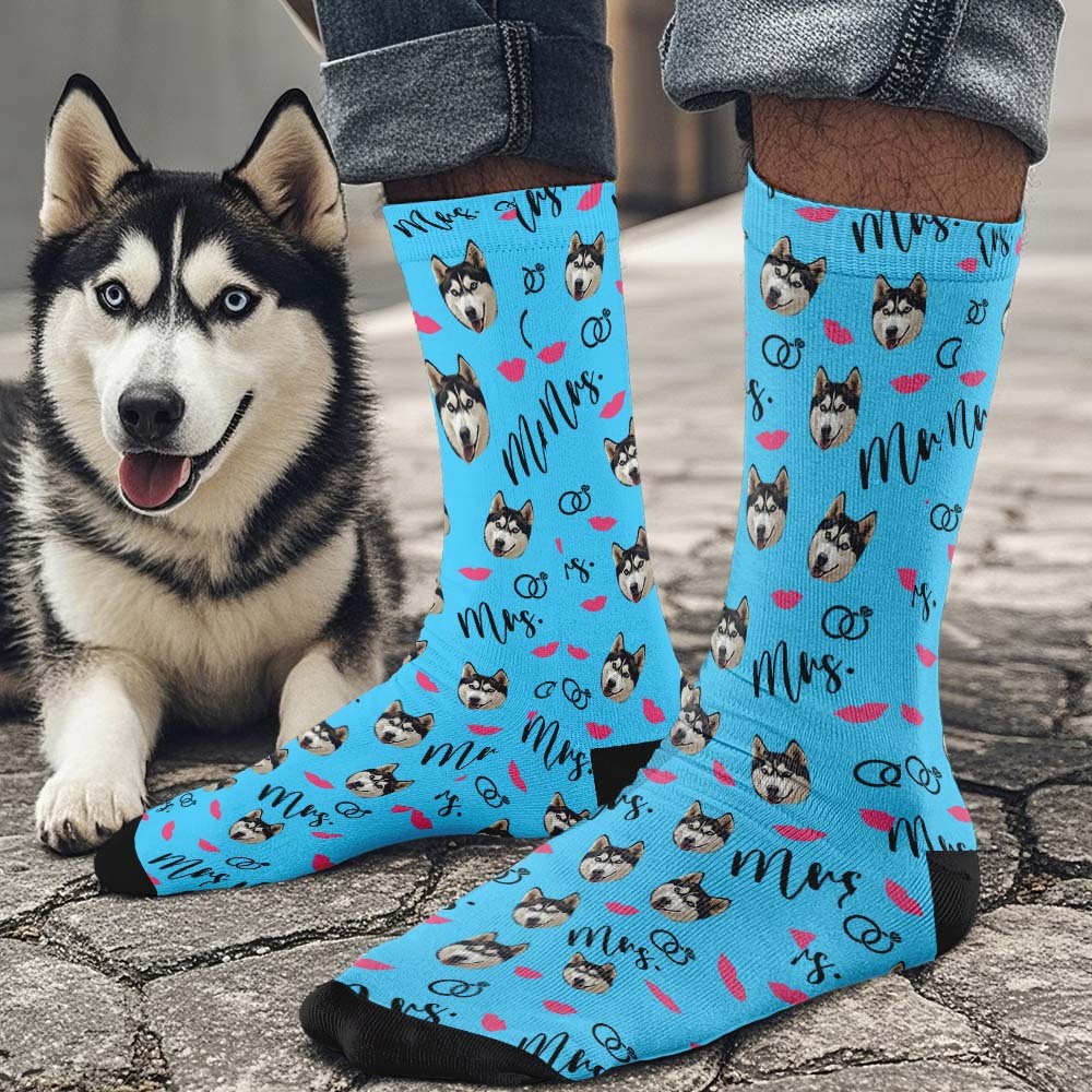 Custom Full Face Socks Mrs Cute Red Socks Personalized Photo Custom Design Best Gift Idea - MyFaceSocksAU