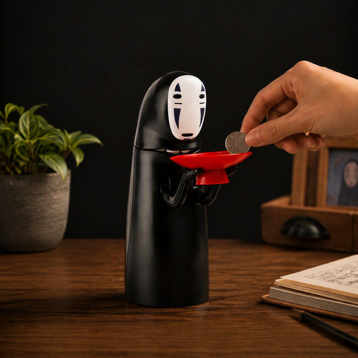 Faceless Man Resin Coin Bank – Cute Savings Money Box Decorative Piggy Bank for Kids & Adults - MyFaceSocksAU