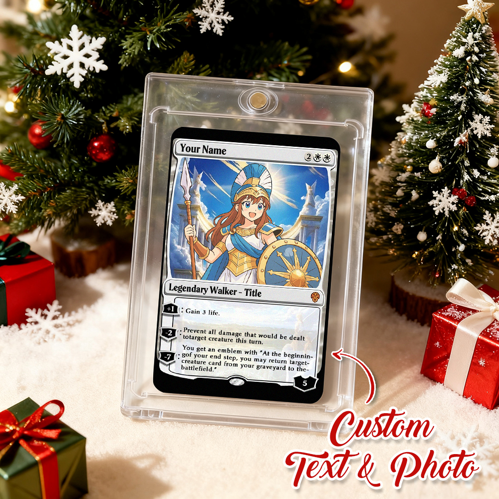 Custom MTG Style Character Card Personalized Magic Style Christmas Gift Funny Cartoon Christmas Gift for Him or Her - MyFaceSocksAU