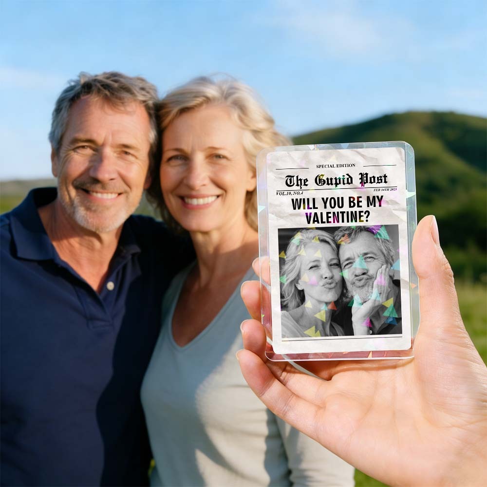 Custom Couple Card Will You Be My Valentine Newspaper Template Romantic Valentine Gift for Couple Unique Collectible Keepsake - MyFaceSocksAU