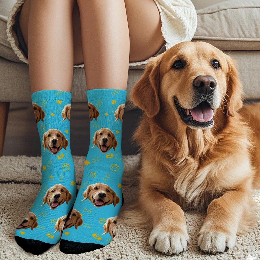 Custom Face Socks with Photos Custom Dog Paw Socks for Pet Lover Funny Gift Idea - MyFaceSocksAU