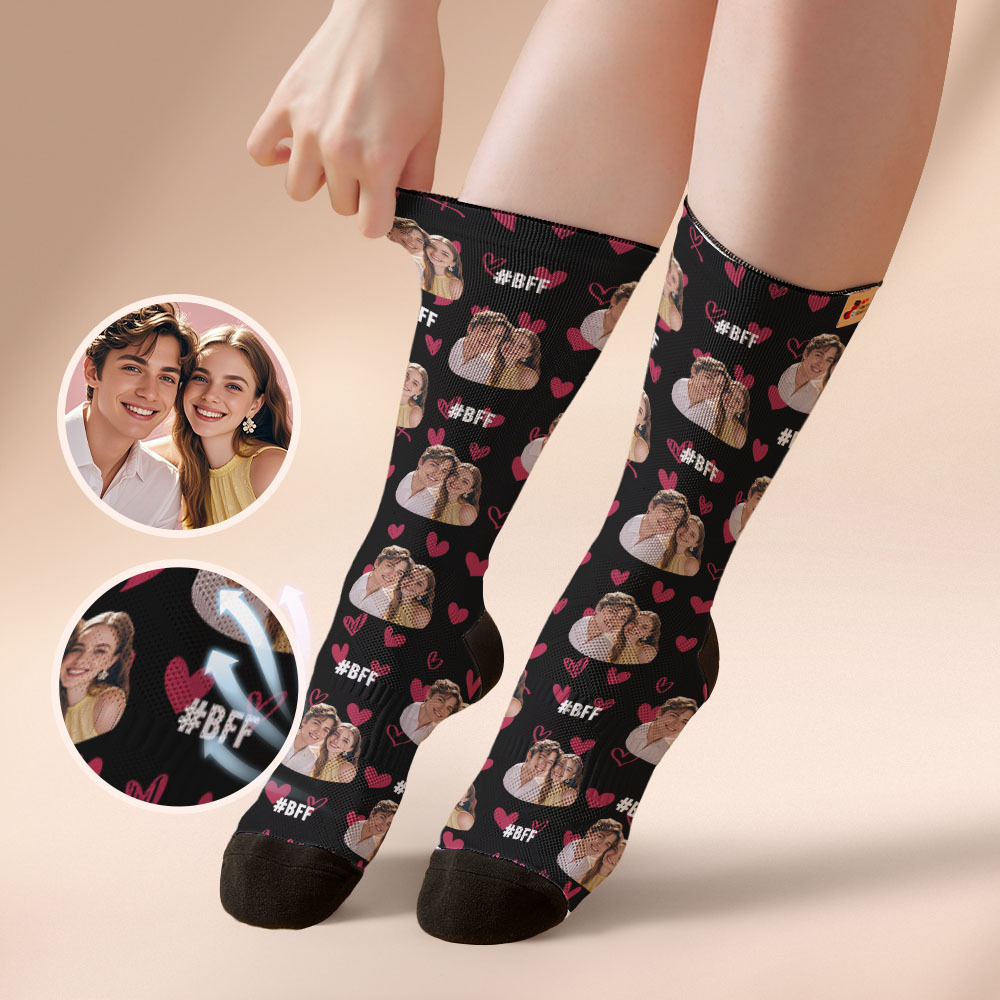 Custom Face Socks #BFF Add Multiple Photos Gift for Besties Personalized Face Socks - MyFaceSocksAU
