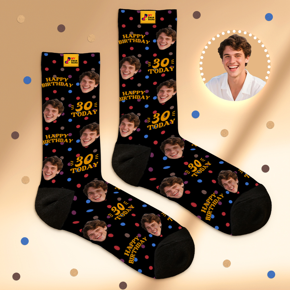 Custom Face Socks Birthday Socks Personalized Birthday Polka Dot Socks with Faces Photo Funny Gift Photo Birthday Socks