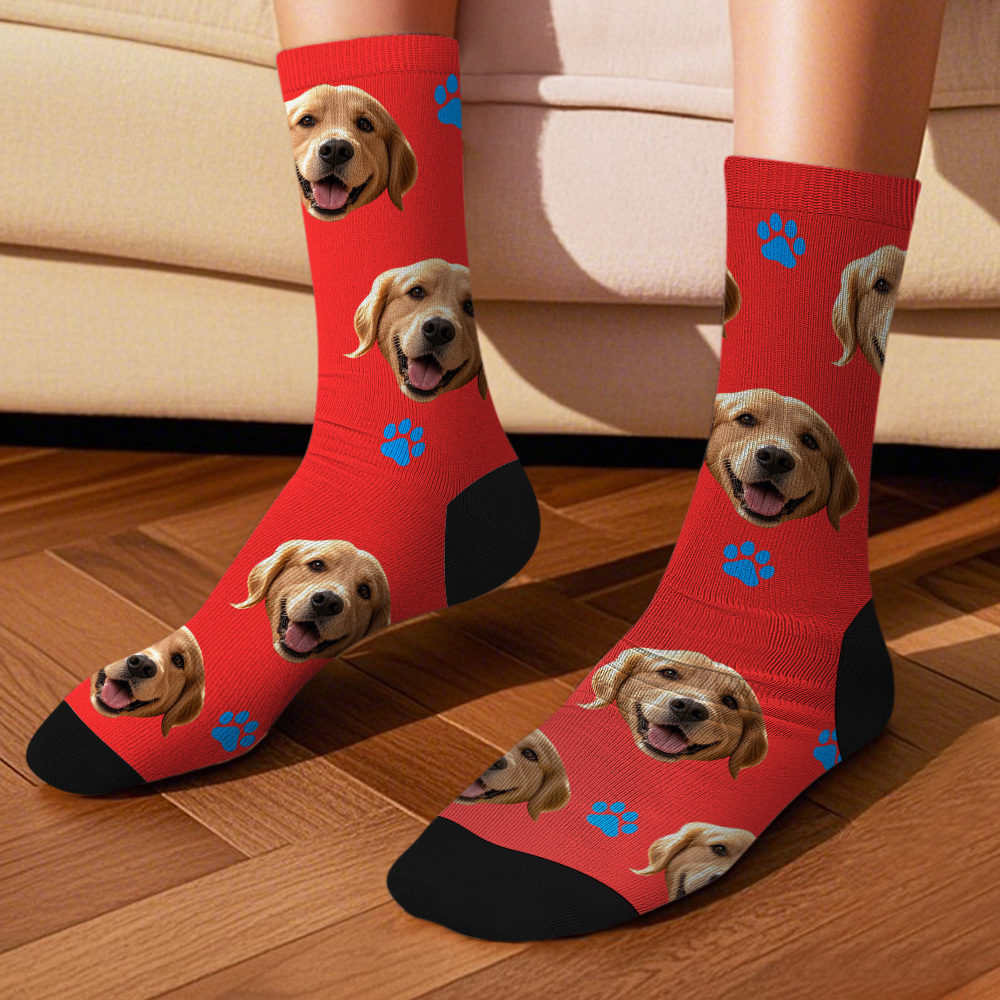 Custom Face Socks with Photos Custom Dog Paw Socks for Pet Lover Funny Gift Idea - MyFaceSocksAU