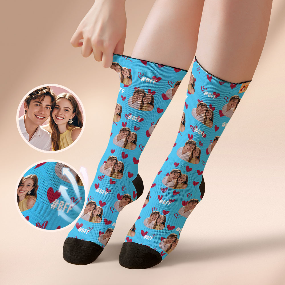 Custom Face Socks #BFF Add Multiple Photos Gift for Besties Personalized Face Socks - MyFaceSocksAU