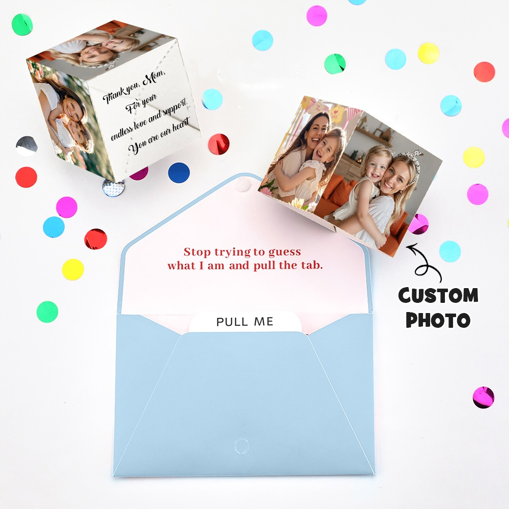 Personalized Surprise Confetti Card Fathers Day  Exploding Box Card Custom Photo 3D Pop-Up Greeting Card - MyFaceSocksAU
