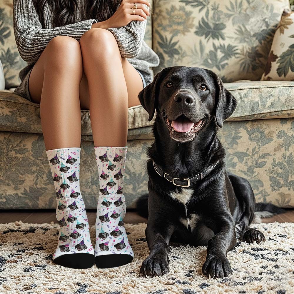 Custom Face Photo Printed Socks Happy Birthday Hat Socks Personalized Custom Designs Best Gift Idea - MyFaceSocksAU