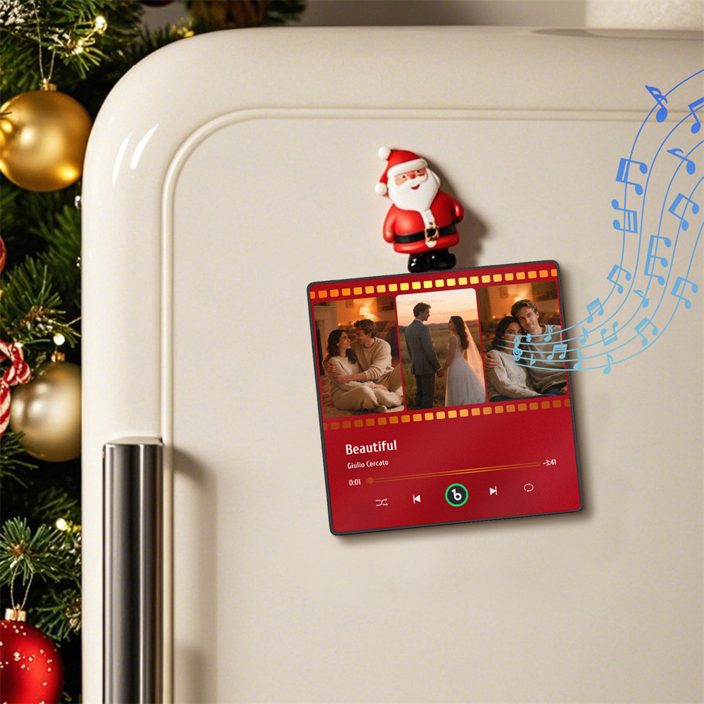 Christmas Gifts Custom Music Fridge Magnet Music Album Fridge Magnet Photo Music Wall Photo Sticker Music Movement That Can Be Played Gift Idea - MyFaceSocksAU