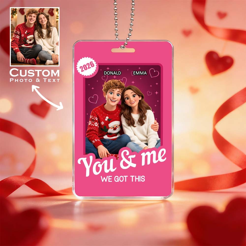 Custom Valentine's Day Gifts Personalized Acrylic Car Hanger Gift Packaging Style Art Gift for Lover 2D Printed Flat Design - MyFaceSocksAU