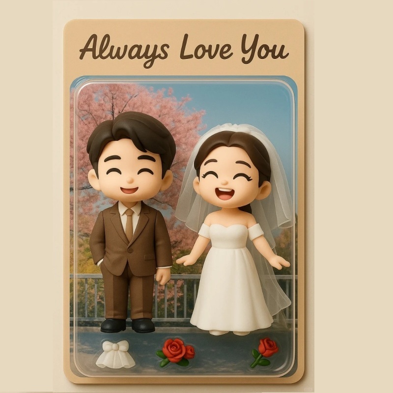 Full Body Custom 3D Effect Action Figure Pack Packaging Toy Box Style Art Gift Personalized Acrylic Fridge Magnets Couple's Gifts Wedding Gifts - MyFaceSocksAU