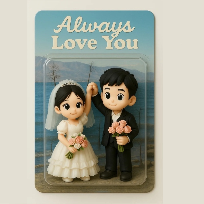 Full Body Custom 3D Effect Action Figure Pack Packaging Toy Box Style Art Gift Personalized Acrylic Fridge Magnets Couple's Gifts Wedding Gifts - MyFaceSocksAU