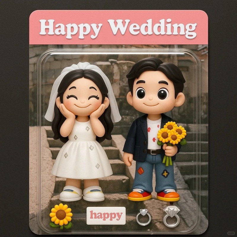 Full Body Custom 3D Effect Action Figure Pack Packaging Toy Box Style Art Gift Personalized Acrylic Fridge Magnets Couple's Gifts Wedding Gifts - MyFaceSocksAU