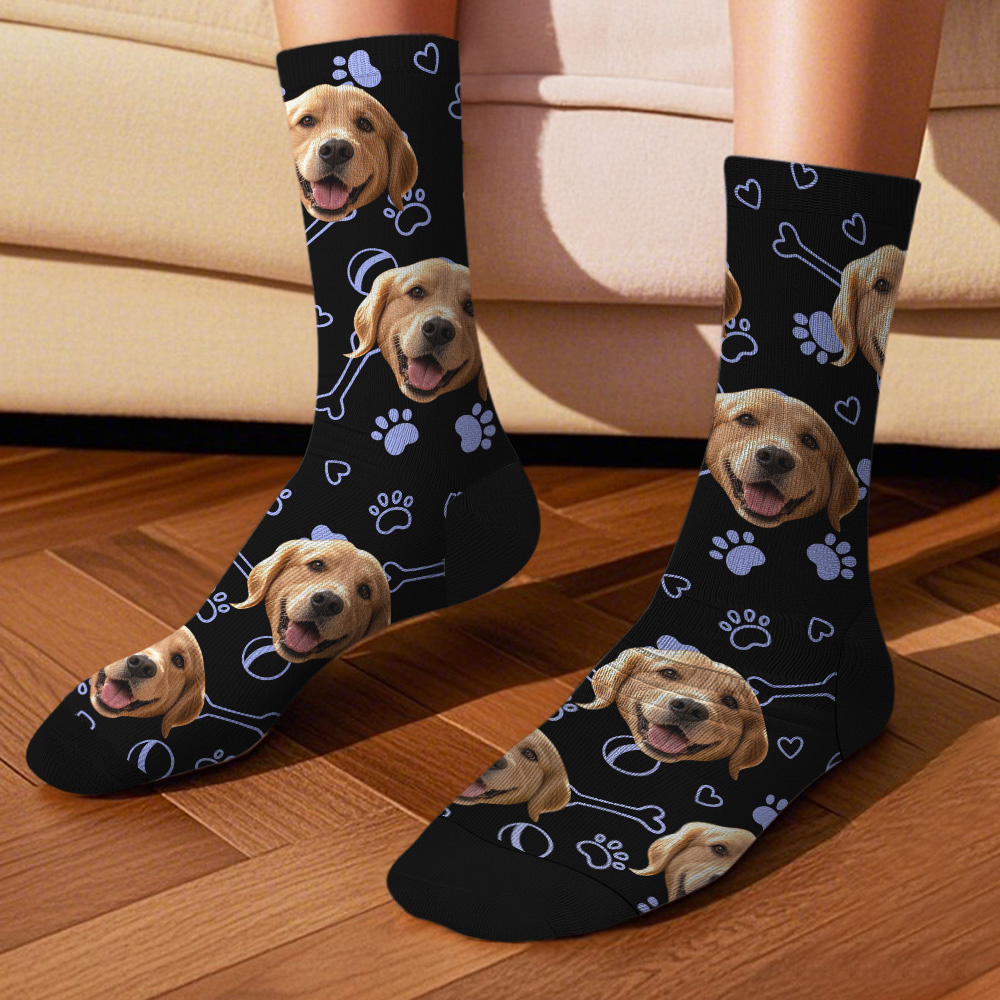 Custom Face Socks with Photos Custom Dog Paw Socks for Pet Lover Funny Gift Idea - MyFaceSocksAU