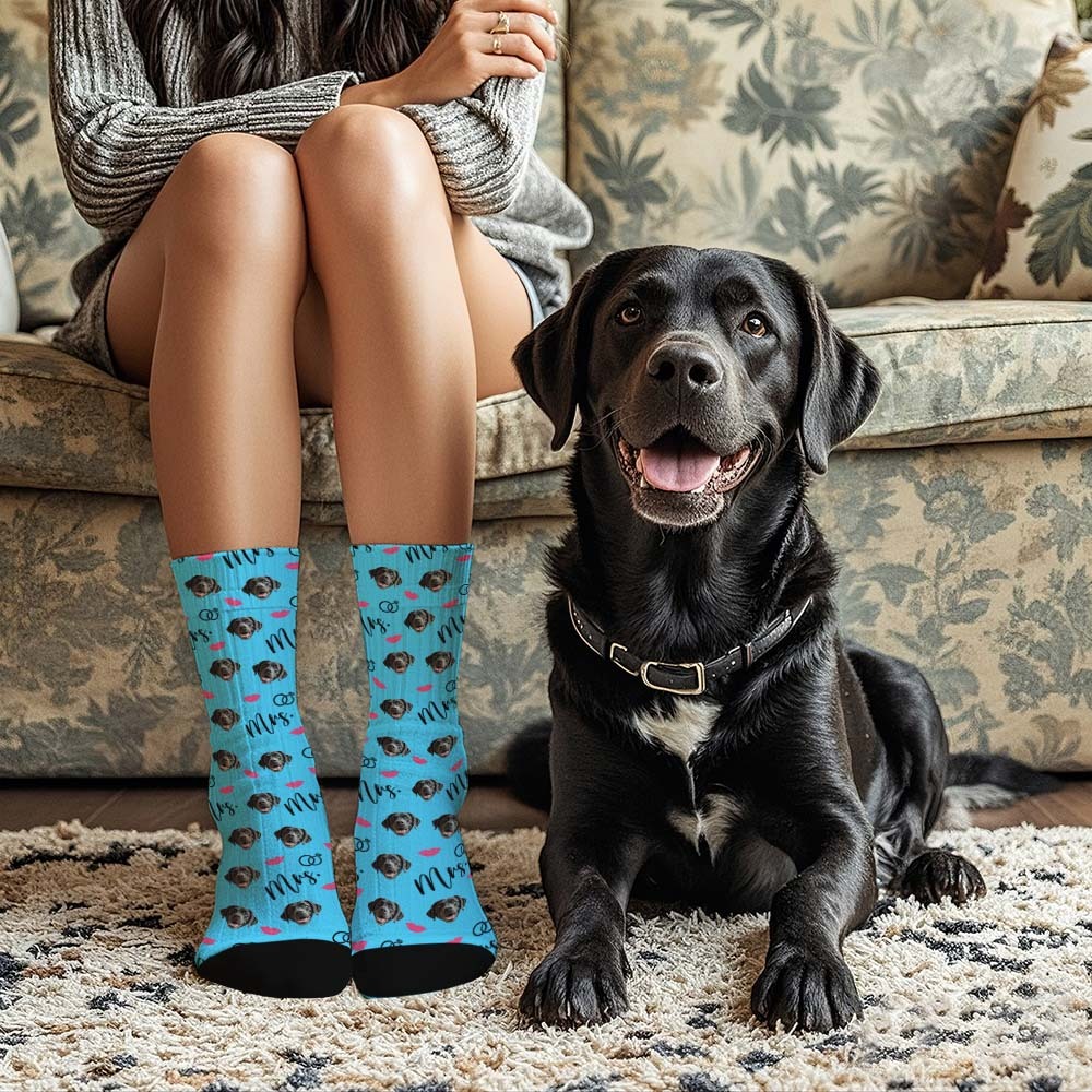 Custom Full Face Socks Mrs Cute Socks Personalized Photo Custom Design Best Gift Idea - MyFaceSocksAU