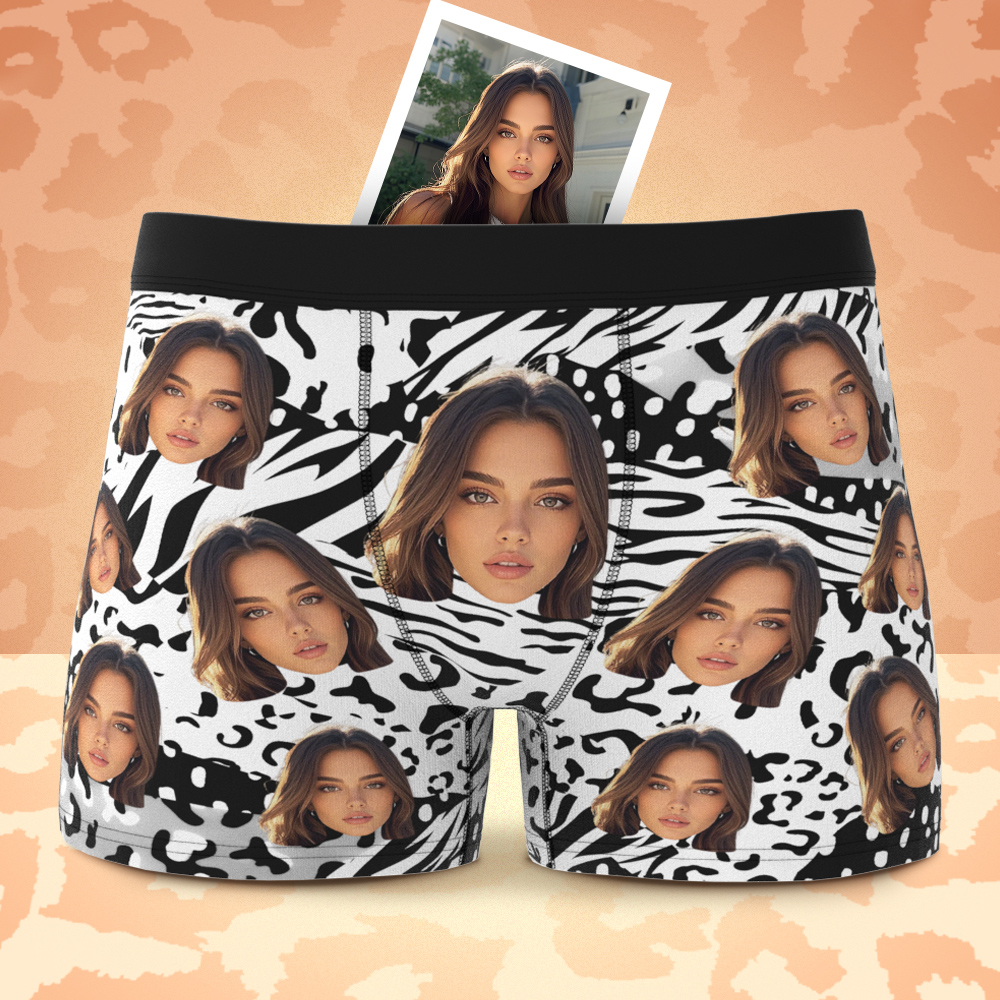 Custom Face Boxer Shorts Men's Face Mixed Patterns Underwear Valentine's Day Gifts White