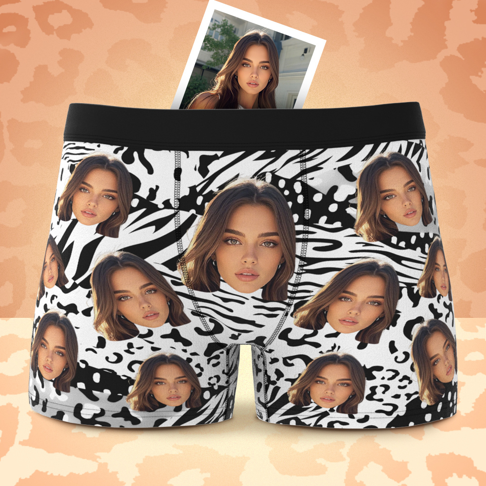 Custom Face Boxer Shorts Men's Face Mixed Patterns Underwear Valentine's Day Gifts Blue - MyFaceSocksAU