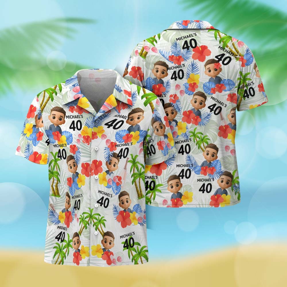 Custom Face Hawaiian Shirt Beer Cartoon Hawaiian Shirt Tropical Style Shirt - MyFaceSocksAU