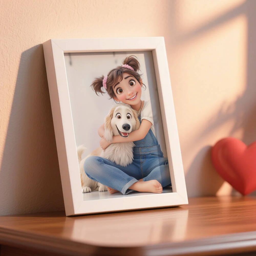 Custom Cartoon Photo Wooden Frame Decorations Romantic Decor Plaque Gifts for Family - MyFaceSocksAU