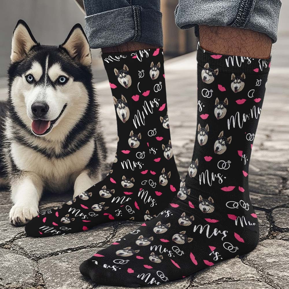 Custom Full Face Socks Mrs Cute Socks Personalized Photo Custom Design Best Gift Idea - MyFaceSocksAU