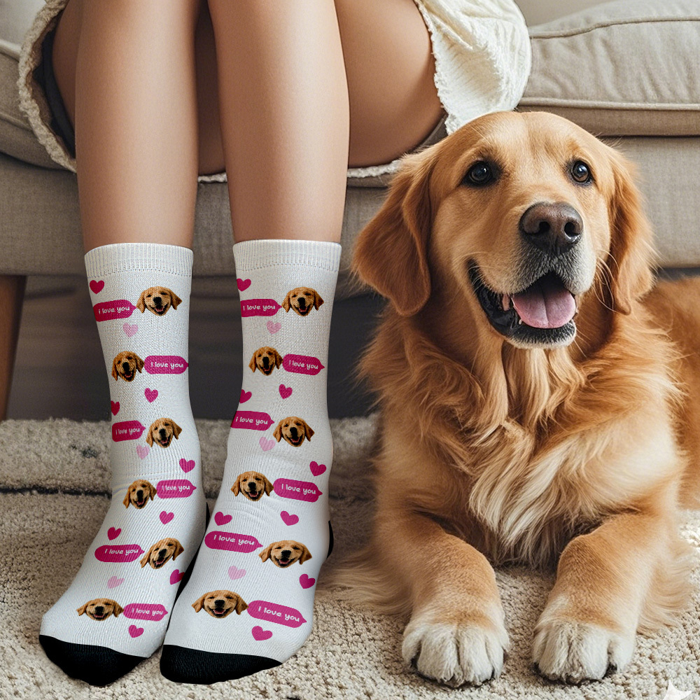 Custom Face Socks Multi-face Breathable Add Pictures Colorful Photo Socks I Love You Socks Gift - MyFaceSocksAU
