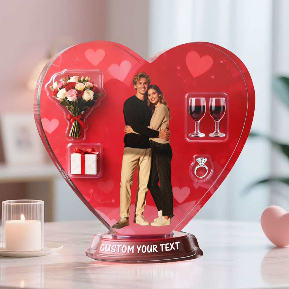 Custom Couple Photo Heart-shaped Ornament Personalized Photo and Text Ornament Anniversary Gift - MyFaceSocksAU