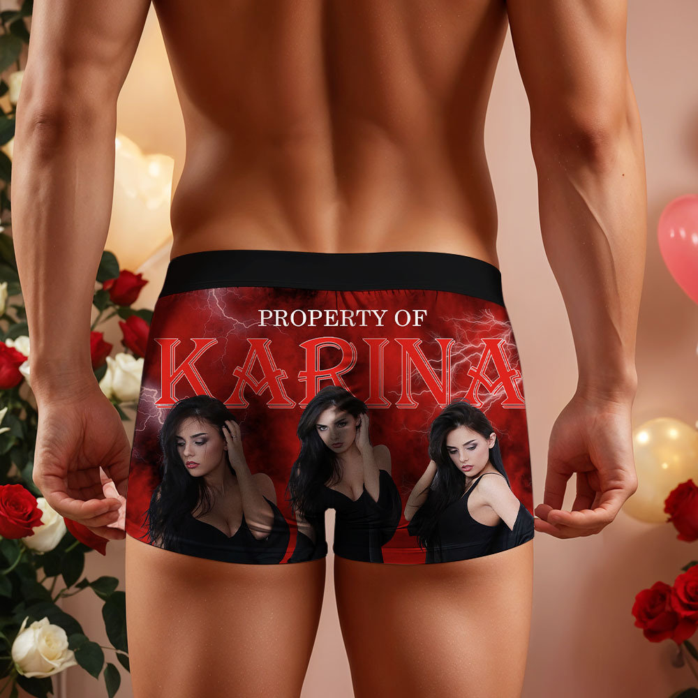 Custom Mens Vintage Photo Boxer Personalized Belt Color Face Boxers Valentines Day Underwear - MyFaceSocksAU
