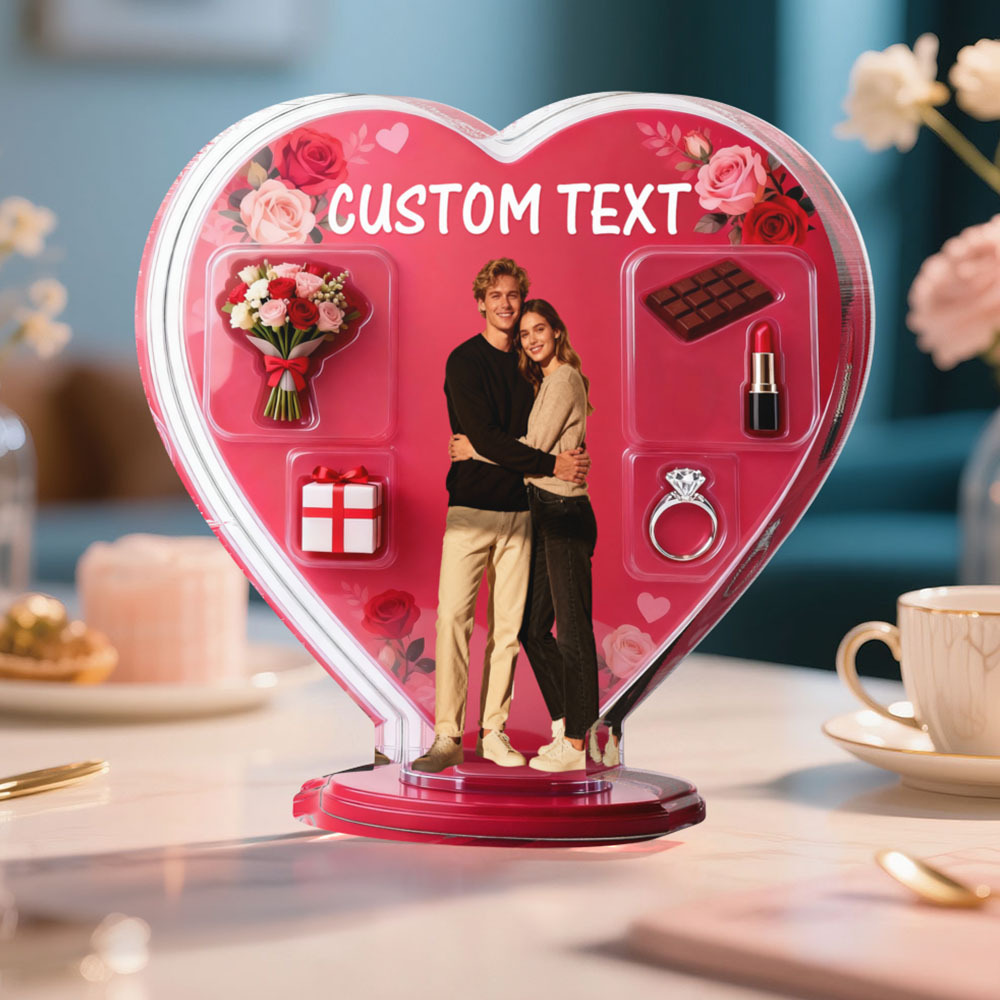 Custom Couple Photo Heart-shaped Ornament Personalized Photo and Text Ornament Anniversary Gift - MyFaceSocksAU