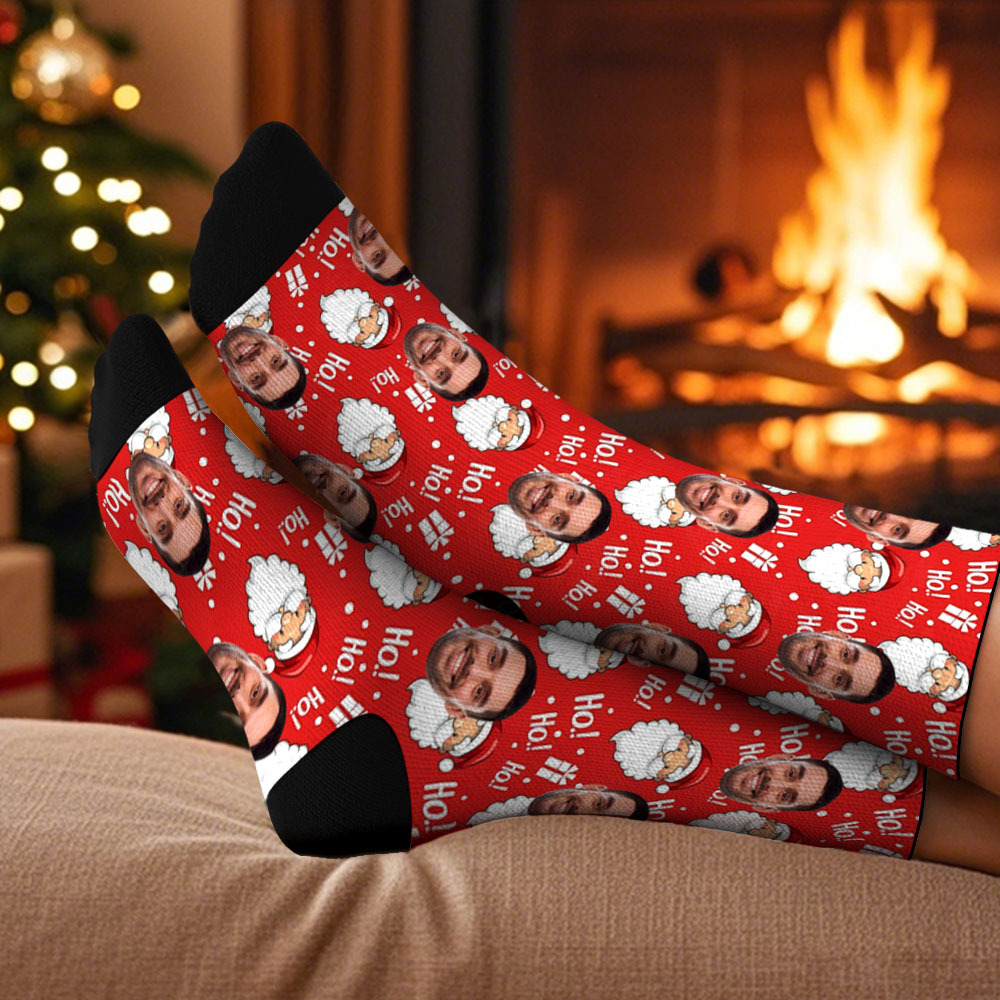Custom Christmas Socks Personalized Face Socks DIY Socks Background Face Socks Gift For Family Couple - MyFaceSocksAU