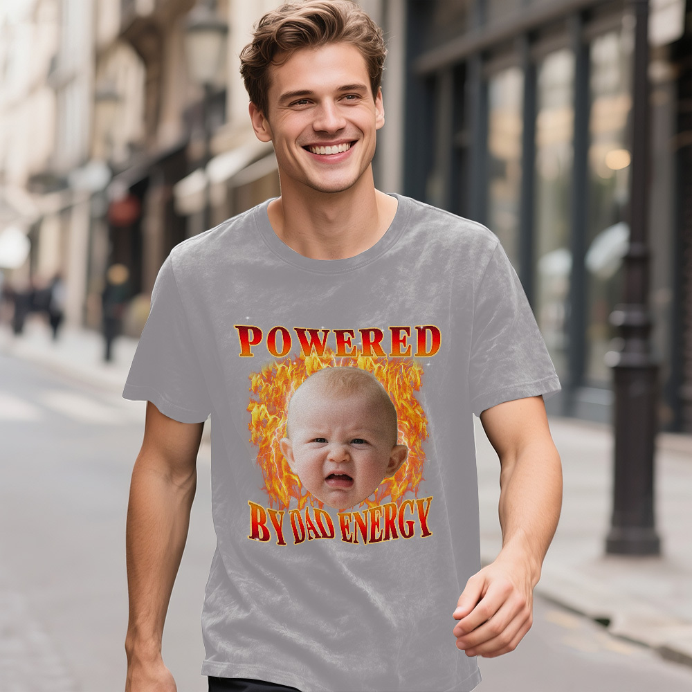 Personalized Photo Vintage T-Shirt Funny Fathers Day Gift for Dad, Retro Washed 90s Graphic Tee Kids Cute Custom Shirt - MyFaceSocksAU
