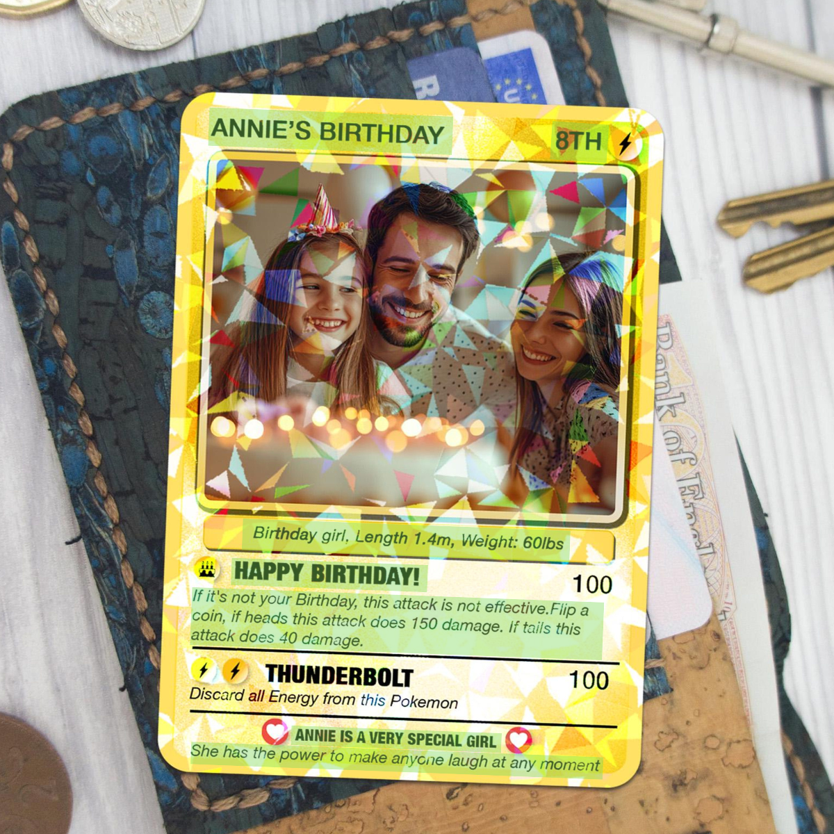Personalized Poke Card in Birthday, Birthday Wallet Card, Birthday Photo Card from Kids, Custom Poke Anniversary Card, Happy Birthday Gift - MyFaceSocksAU