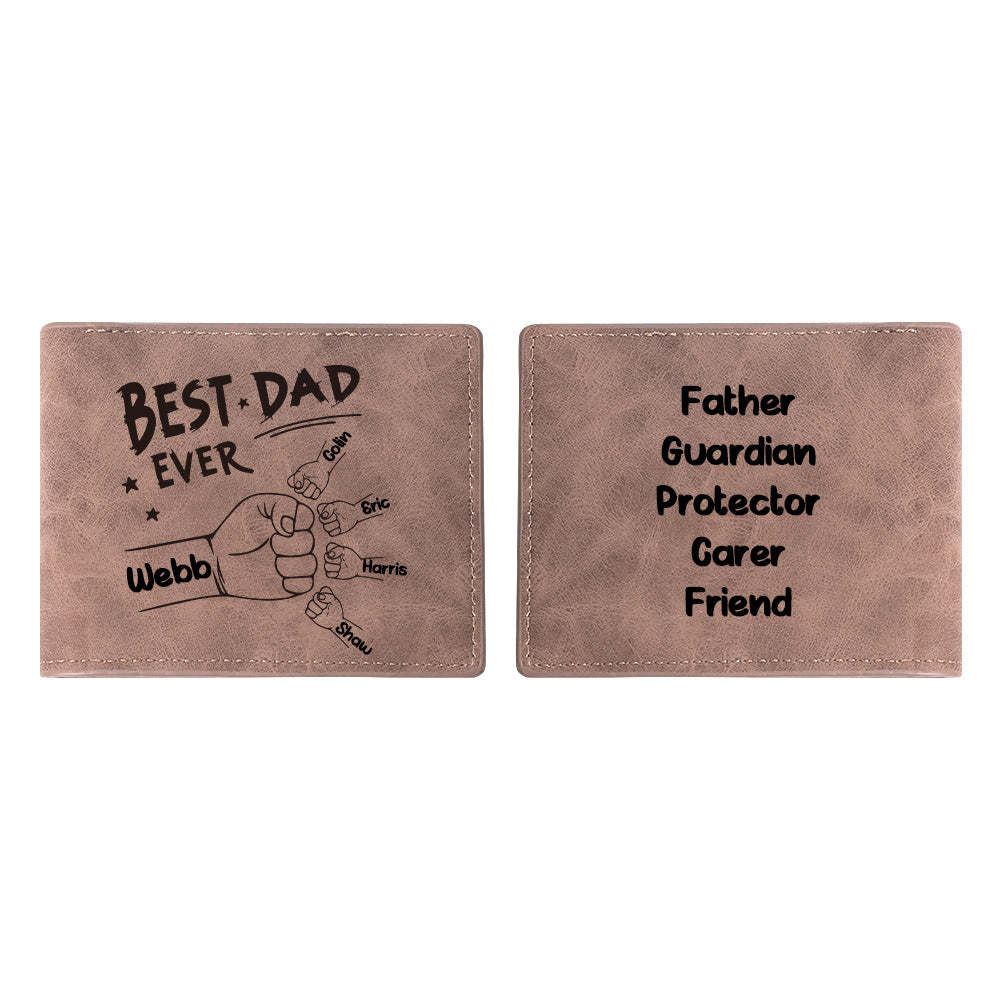 Father's Day Gifts Custom Names Wallet Personalised Fists Bump Men's Bifold Wallet for Him